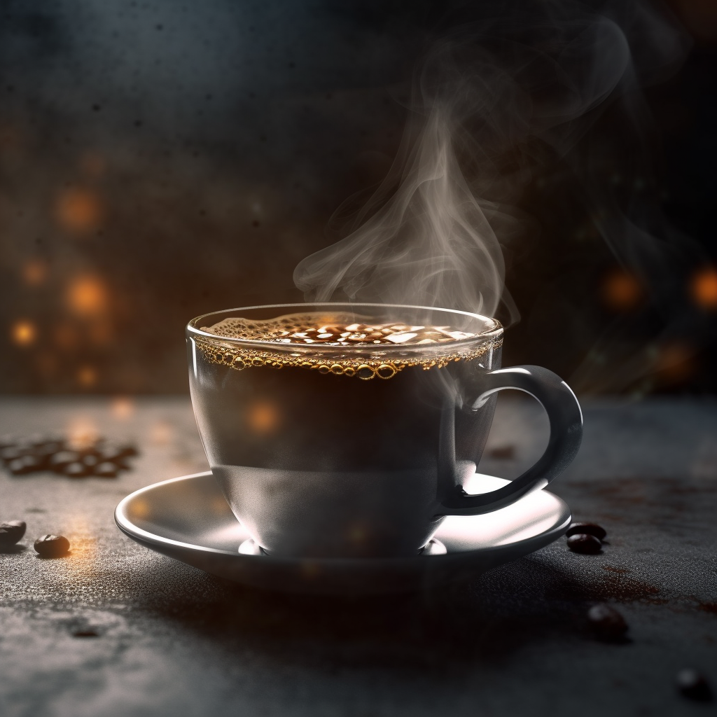 Steaming hot cup of coffee